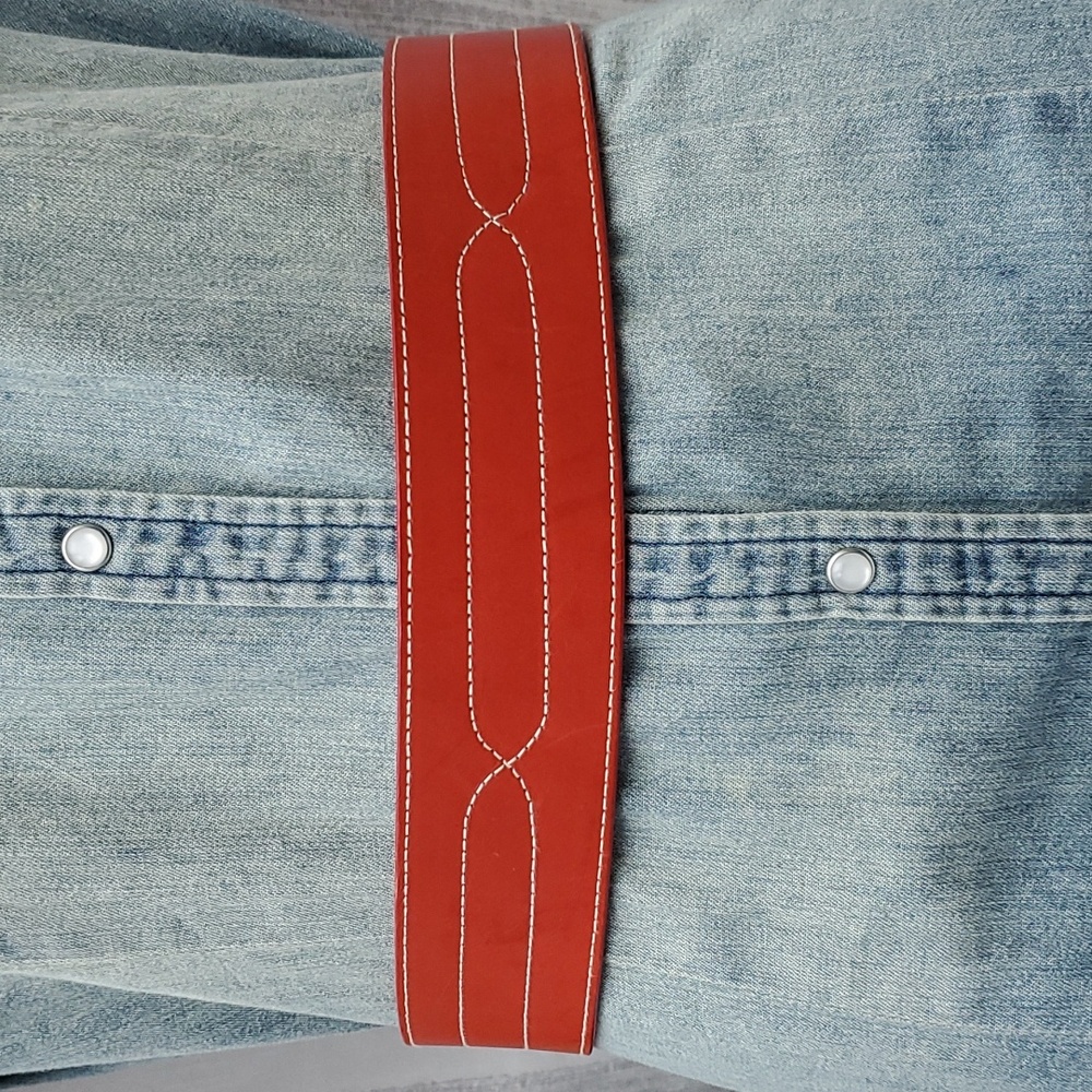 Charter Club Belt Genuine English Saddle Hide Leather in Red - Picture 5 of 13